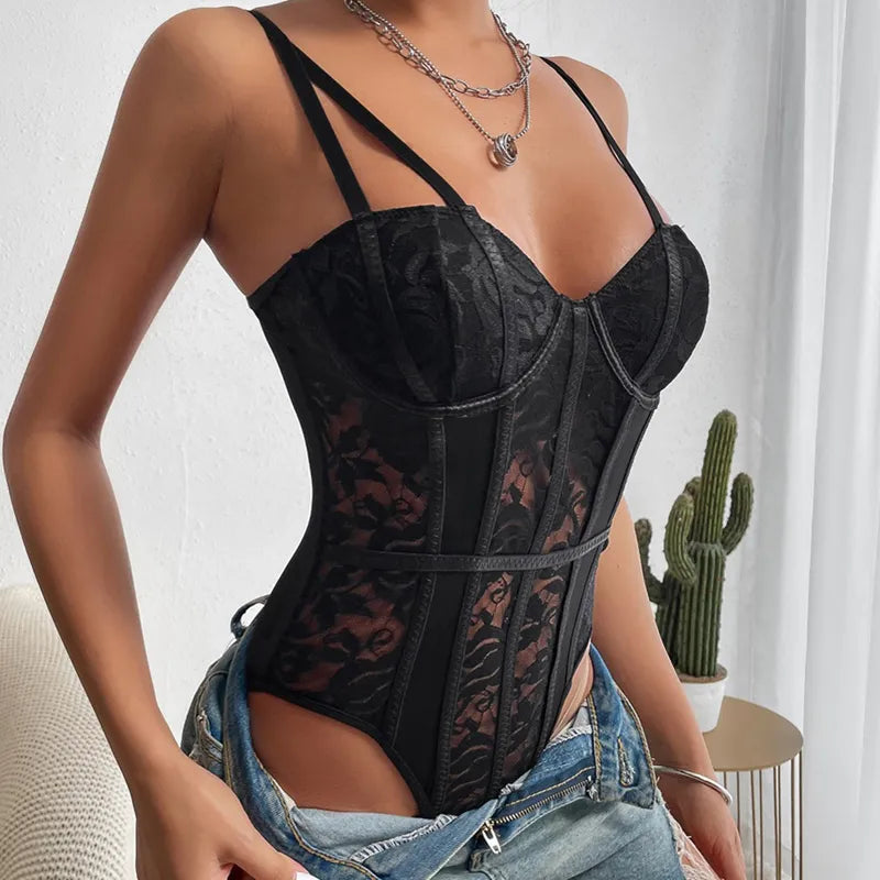 Suzanne | Geborduurde Korset Bodysuit